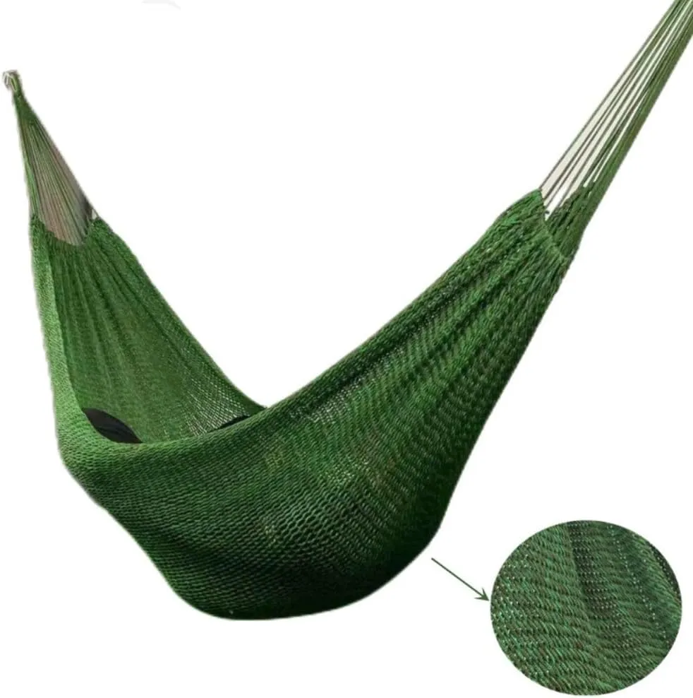 Hammocks Mesh Outdoor Camping Swing Homestay Outdoor Da Double Anti-Rollover Hanging Chair Double Nylon Hammock Camping Hammocks(Green)
