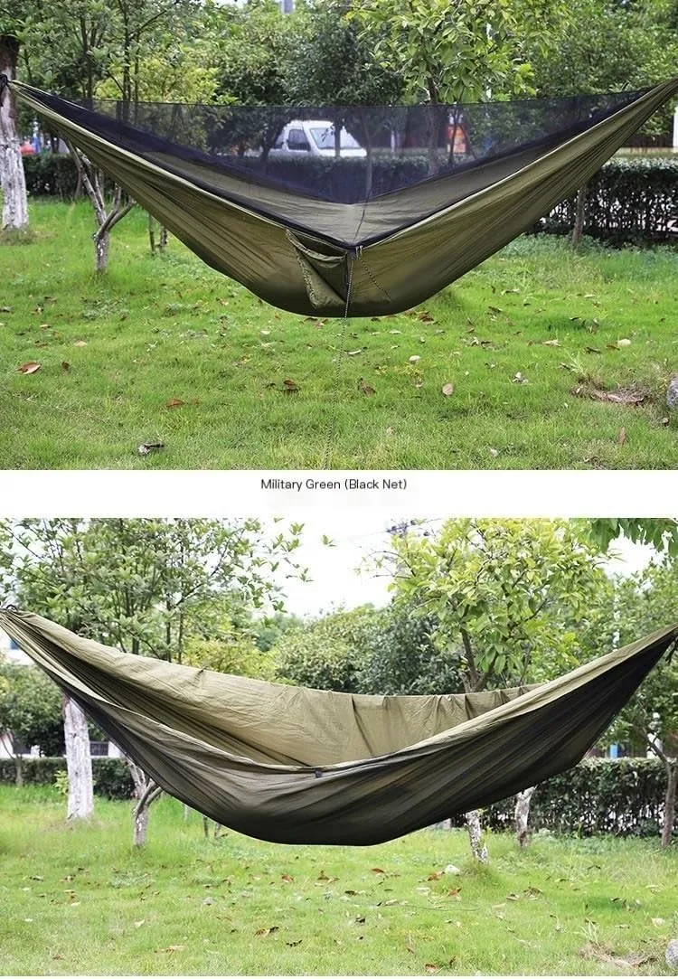 Hammocks Mosquito Net Automatic Quick Opening Anti-Mosquito Hammock Outdoor Double Parachute Mosquito Net Hammock Camping Hammocks(A)
