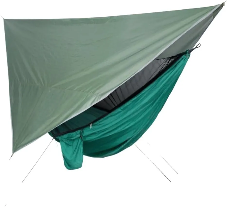 Hammocks Mosquito Net Hammock Canopy Set Outdoor Camping Quick Opening Hammock Plus Rainproof Sunshade Canopy Camping Hammocks(A)