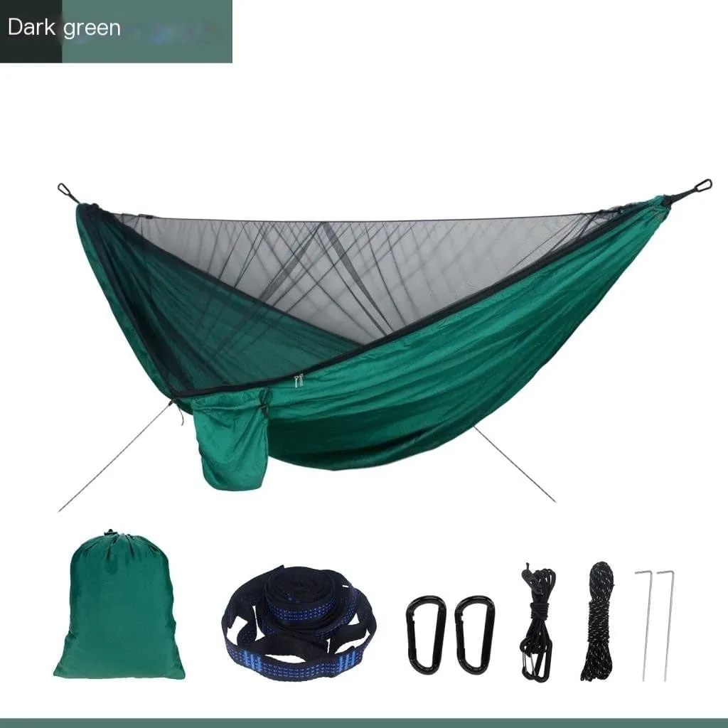 Hammocks Mosquito Net Hammock Canopy Set Outdoor Camping Quick Opening Hammock Plus Rainproof Sunshade Canopy Camping Hammocks(D)