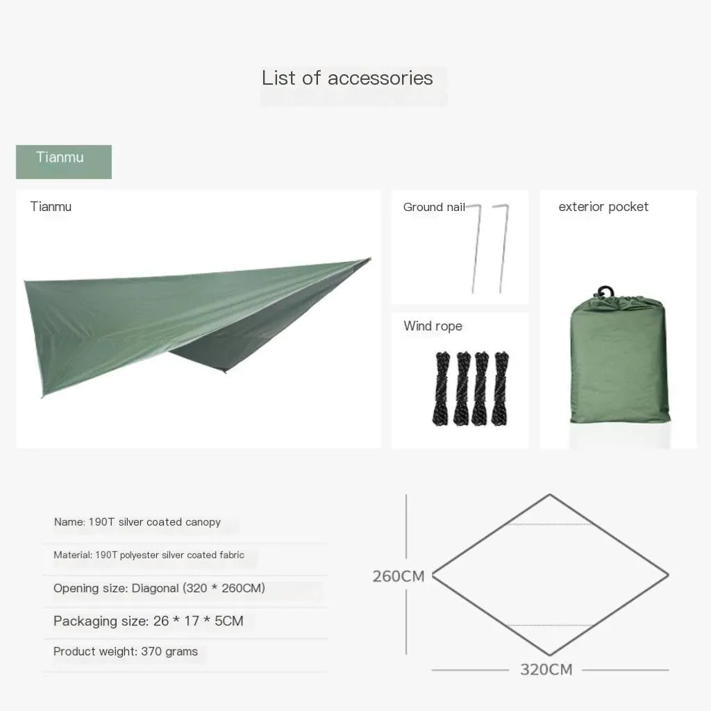 Hammocks Mosquito Net Hammock Canopy Set Outdoor Camping Quick Opening Hammock Plus Rainproof Sunshade Canopy Camping Hammocks(D)