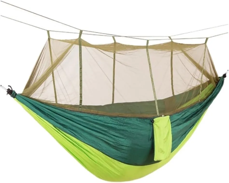 Hammocks Mosquito Net Hammock Double Outdoor Anti-Mosquito Parachute Cloth Swing Outdoor Sleeping Hanging Tree Camping Camping Hammocks(Green)