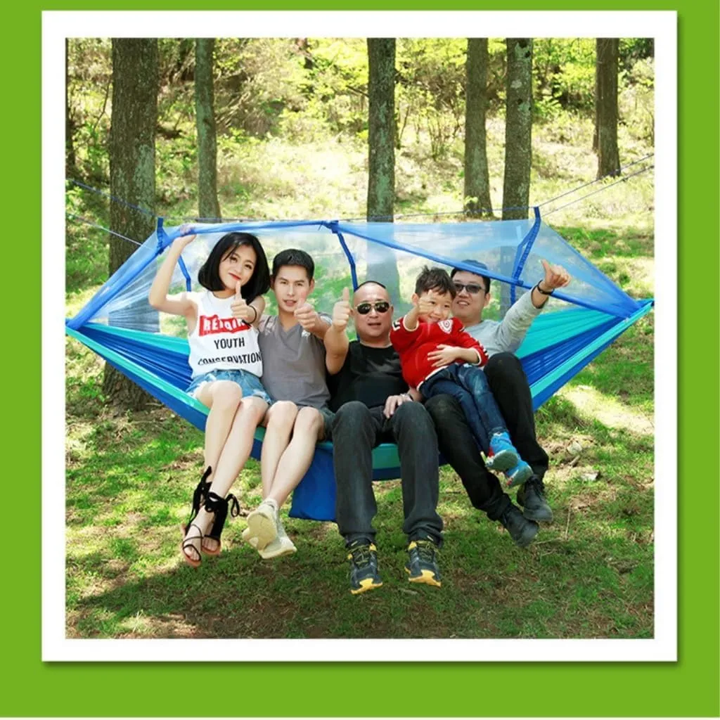 Hammocks Mosquito Net Hammock Double Outdoor Anti-Mosquito Parachute Cloth Swing Outdoor Sleeping Hanging Tree Camping Camping Hammocks(Green)