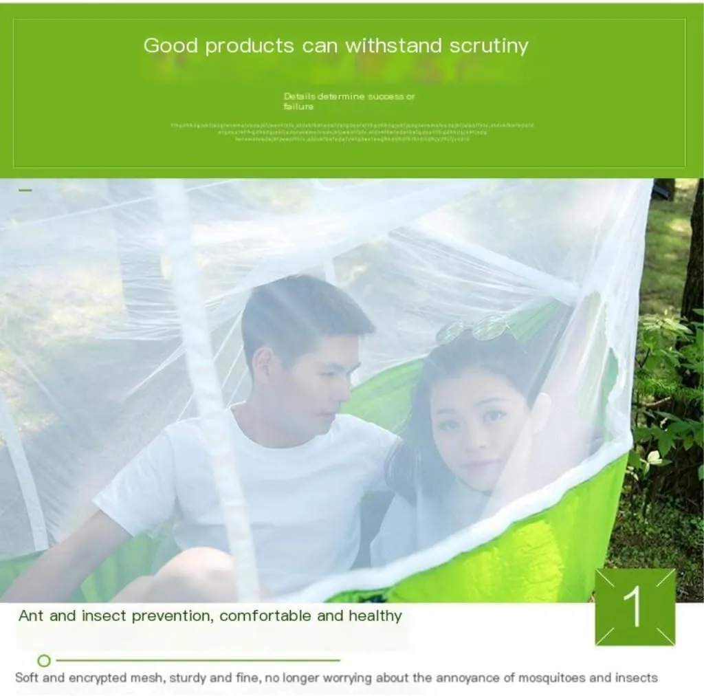 Hammocks Mosquito Net Hammock Double Outdoor Anti-Mosquito Parachute Cloth Swing Outdoor Sleeping Hanging Tree Camping Camping Hammocks(Green)