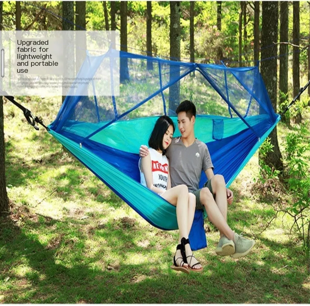 Hammocks Mosquito Net Hammock Double Outdoor Anti-Mosquito Parachute Cloth Swing Outdoor Sleeping Hanging Tree Camping Camping Hammocks(Green)