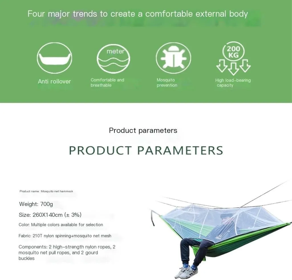 Hammocks Multifunctional Outdoor Hammocks, with Mosquito Net, Enjoy a Comfortable Camping Time Camping Hammocks(Blue)