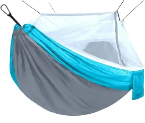 Hammocks Outdoor Anti-Mosquito Hammock Automatic Quick Opening with Mosquito Net Parachute Cloth Single Double Camping Hammocks(Blue,A)