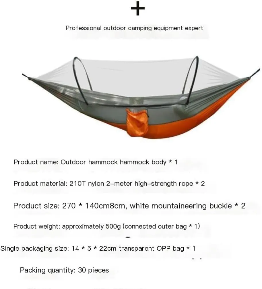 Hammocks Outdoor Camping Anti-Rollover Nylon Hammock with Mosquito Net Automatic Quick-Opening Mosquito Net Hammock Camping Hammocks(Blue)