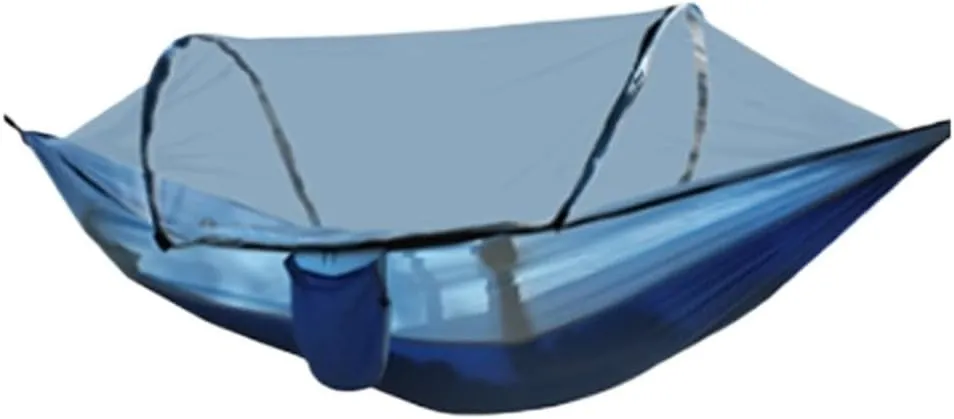 Hammocks Outdoor Camping Anti-Rollover Nylon Hammock with Mosquito Net Automatic Quick-Opening Mosquito Net Hammock Camping Hammocks(Blue)