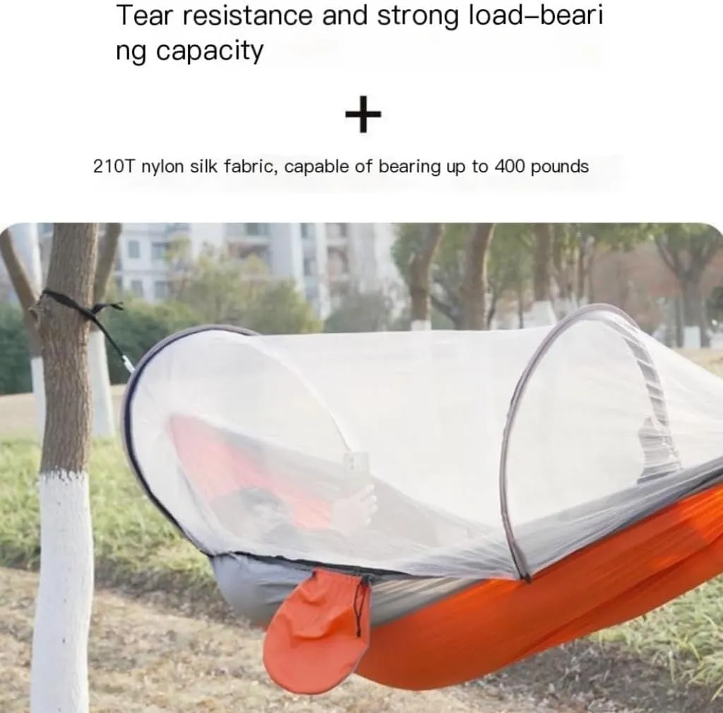 Hammocks Outdoor Camping Anti-Rollover Nylon Hammock with Mosquito Net Automatic Quick-Opening Mosquito Net Hammock Camping Hammocks(Blue)