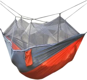 Hammocks Outdoor Camping Mosquito Net Hammock Nylon Parachute Cloth Hammock with Mosquito Net Outdoor Swing Hammock Camping Hammocks(A)