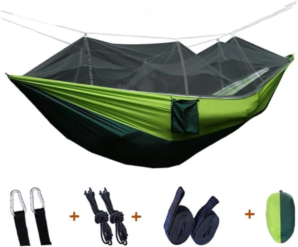 Hammocks Outdoor Camping Mosquito Net Hammock Nylon Parachute Cloth Hammock with Mosquito Net Outdoor Swing Hammock Camping Hammocks(D)