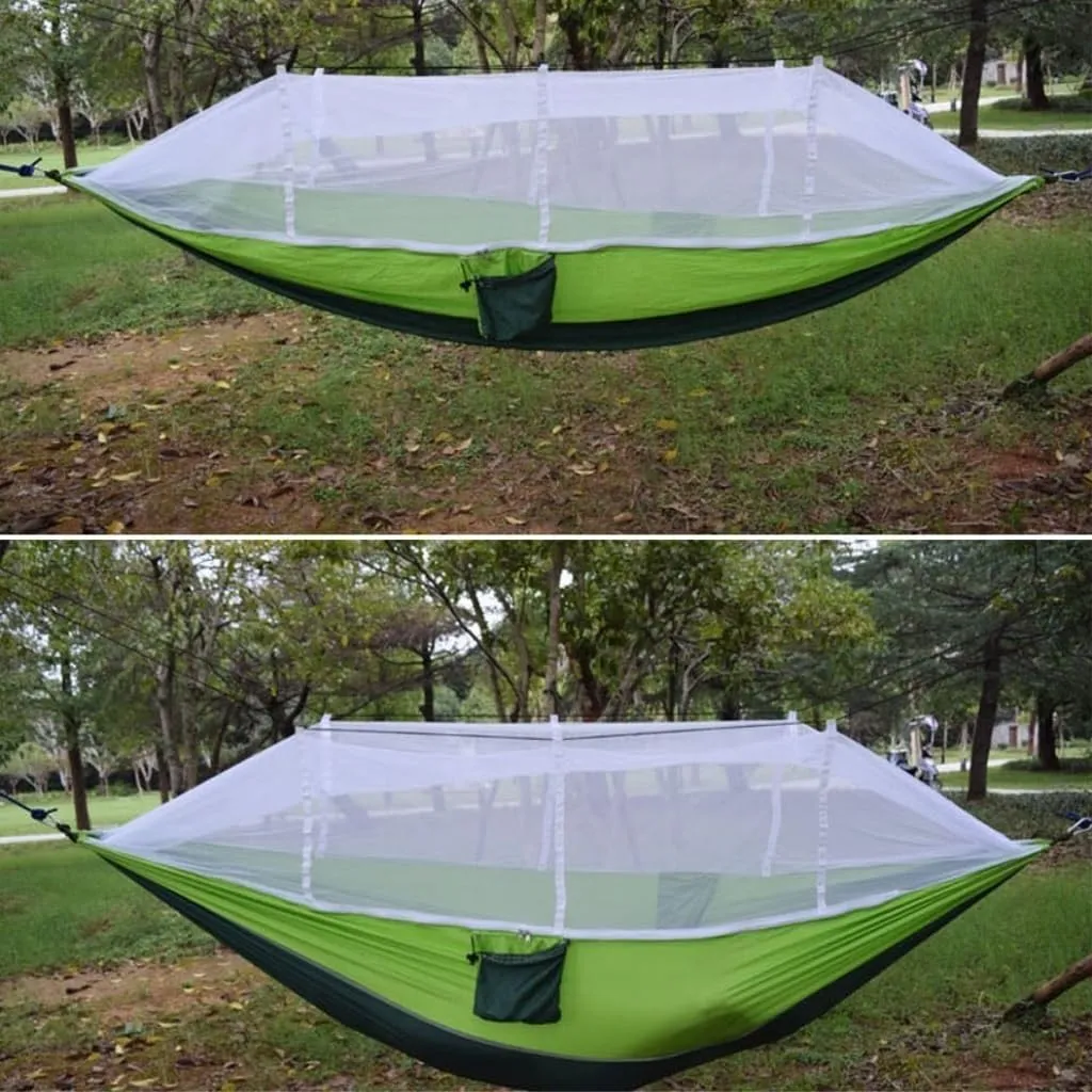 Hammocks Outdoor Camping Mosquito Net Hammock Nylon Parachute Cloth Hammock with Mosquito Net Outdoor Swing Hammock Camping Hammocks(D)