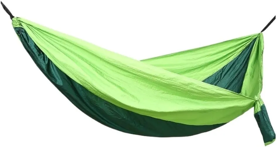 Hammocks Outdoor Camping Parachute Nylon Cloth Single Double Outdoor Camping Cycling Indoor Leisure Outdoor Hammock Camping Hammocks(Green,B)