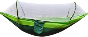Hamock Automatic Quick-Opening Mosquito Net Hammock Outdoor Camping Anti-Rollover Nylon Hammock with Mosquito Net Hanmock(Green)