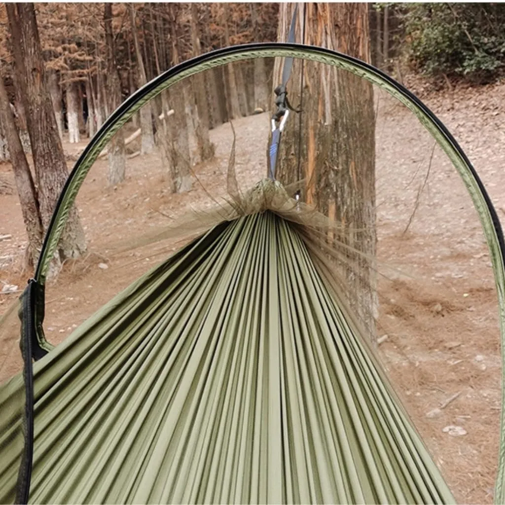Hamock Automatic Quick-Opening Mosquito Net Hammock Outdoor Camping Anti-Rollover Nylon Hammock with Mosquito Net Hanmock(Green)