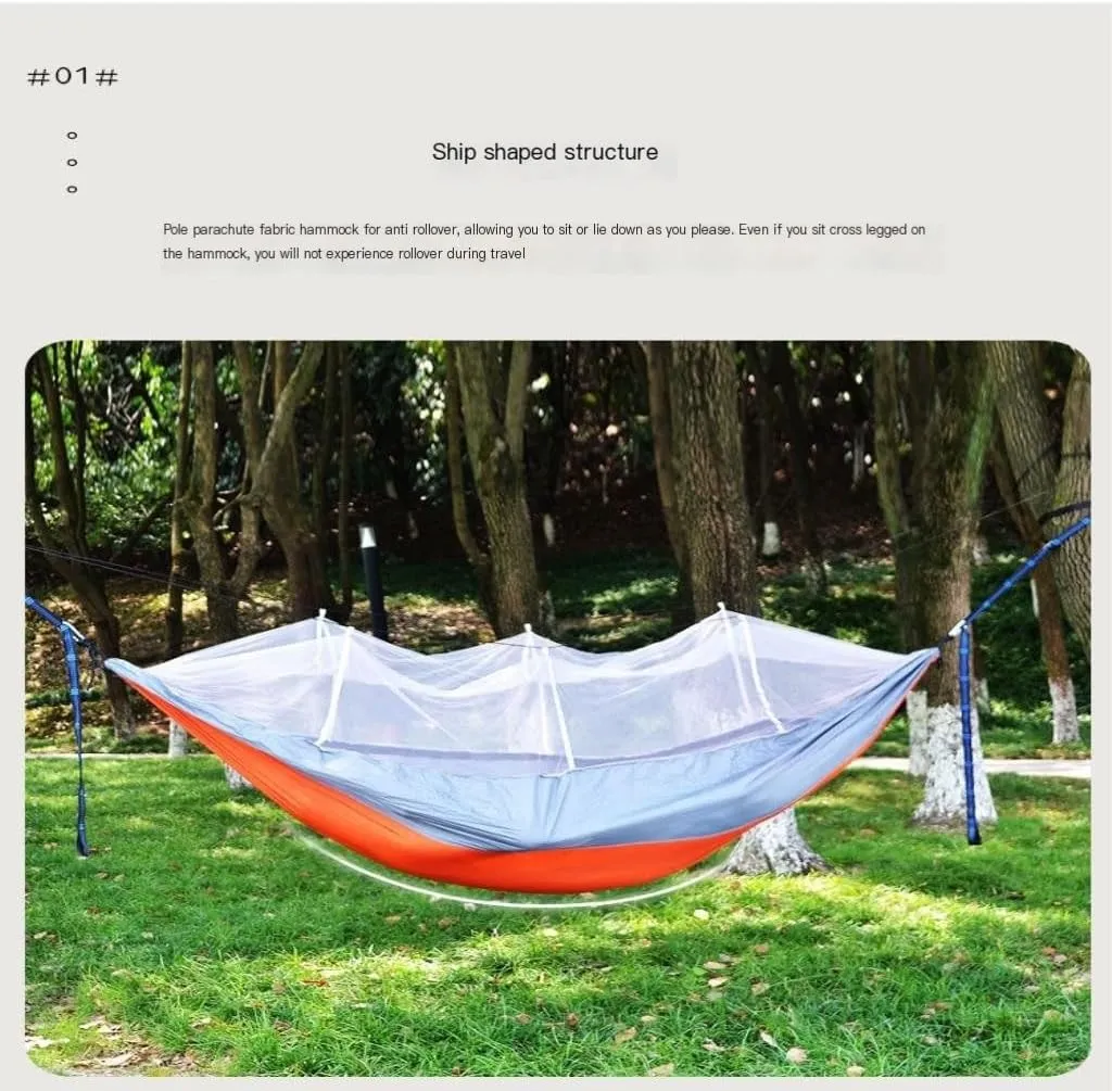 Hamock Camping Outdoor Quick-Open Hammock Anti-Mosquito Anti-Side Fall Portable Camping Hammock Mosquito Net Hammock Hanmock(Blue)
