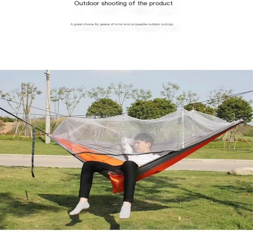 Hamock Camping Outdoor Quick-Open Hammock Anti-Mosquito Anti-Side Fall Portable Camping Hammock Mosquito Net Hammock Hanmock(Blue)