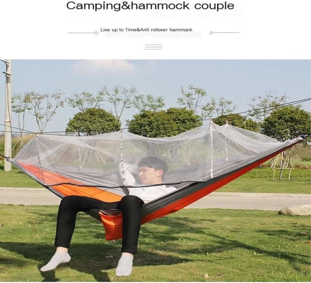 Hamock Camping Outdoor Quick-Open Hammock Anti-Mosquito Anti-Side Fall Portable Camping Hammock Mosquito Net Hammock Hanmock(Blue)