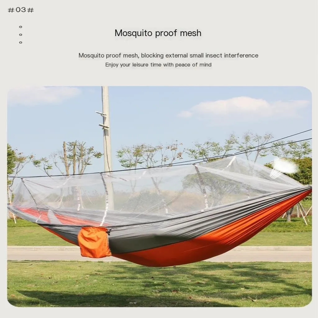 Hamock Camping Outdoor Quick-Open Hammock Anti-Mosquito Anti-Side Fall Portable Camping Hammock Mosquito Net Hammock Hanmock(Blue)