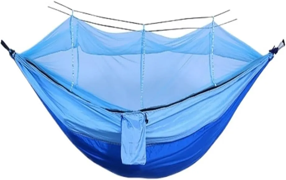 Hamock Camping Outdoor Quick-Open Hammock Anti-Mosquito Anti-Side Fall Portable Camping Hammock Mosquito Net Hammock Hanmock(Blue)