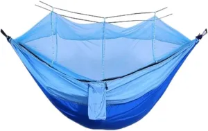 Hamock Camping Outdoor Quick-Open Hammock Anti-Mosquito Anti-Side Fall Portable Camping Hammock Mosquito Net Hammock Hanmock(Blue)