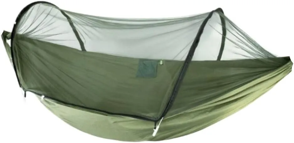 Hamock Outdoor Anti-Mosquito Hammock Automatic Quick Opening with Mosquito Net Parachute Cloth Single Double Hanmock(A)