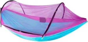 Hamock Outdoor Anti-Mosquito Hammock Automatic Quick Opening with Mosquito Net Parachute Cloth Single Double Hanmock(F)