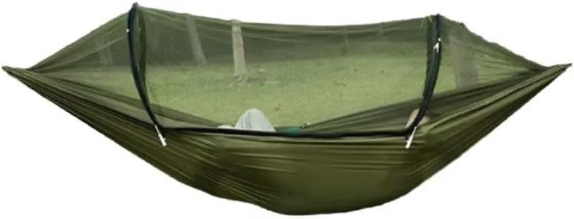 Hamock Outdoor Anti-Mosquito Hammock Automatic Quick Opening with Mosquito Net Parachute Cloth Single Double Hanmock(F)