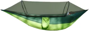 Hamock Outdoor Camping Anti-Rollover Nylon Hammock with Mosquito Net Automatic Quick-Opening Mosquito Net Hammock Hanmock(Green)