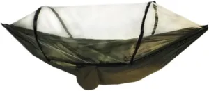 Hamock Outdoor Fully Automatic Quick-Opening Hammock with Mosquito Net, Outdoor Nylon Cloth Camping Pole Hammock Hanmock(Brown)