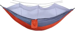 Hamock Outdoor Fully Automatic Quick-Opening Hammock with Mosquito Net, Outdoor Nylon Cloth Camping Pole Hammock Hanmock(Orange)