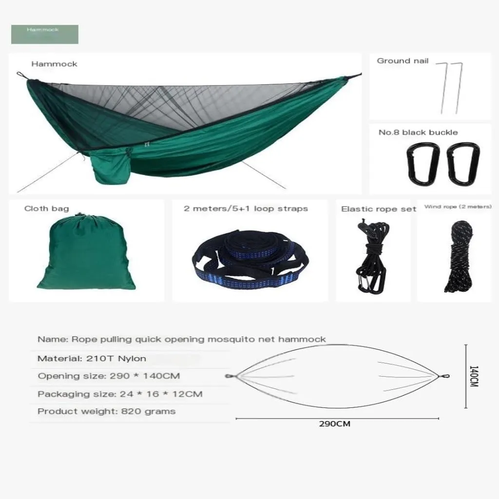 Hamock Outdoor Mosquito Net Hammock Canopy Set Outdoor Camping Quick-Open Hammock Plus Rainproof Sunshade Canopy Hanmock(D)
