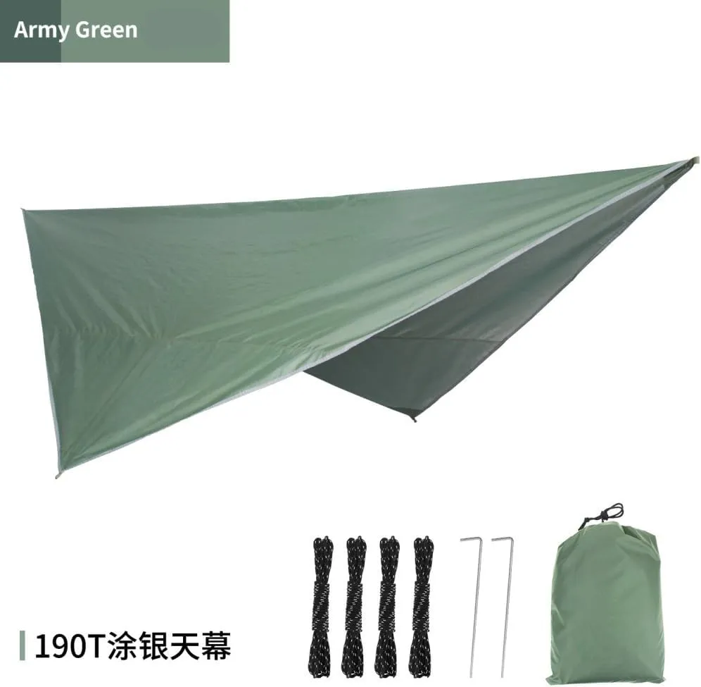 Hamock Outdoor Mosquito Net Hammock Canopy Set Outdoor Camping Quick-Open Hammock Plus Rainproof Sunshade Canopy Hanmock(D)