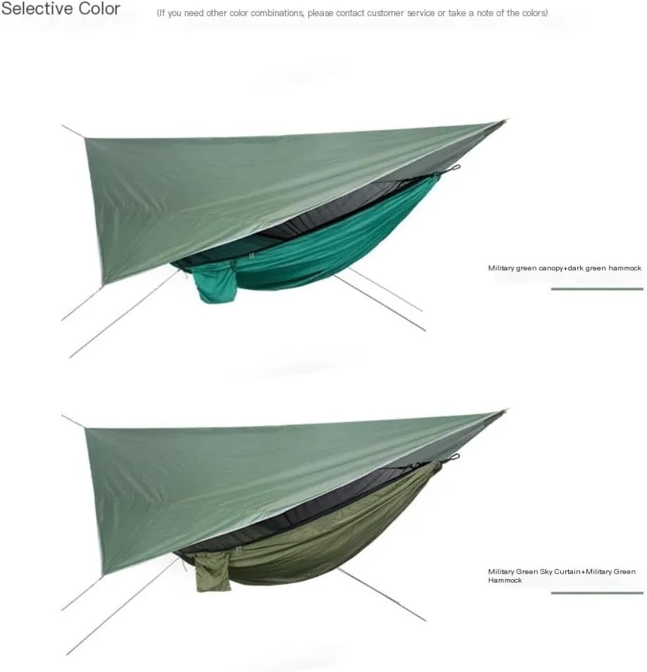 Hamock Outdoor Mosquito Net Hammock Canopy Set Outdoor Camping Quick-Open Hammock Plus Rainproof Sunshade Canopy Hanmock(D)