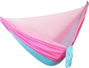 Hamock Quick-Release Hammock with Mosquito Net Hanging Sheet Double Parachute Cloth Anti-Rollover Camping Hammock Hanmock(D)