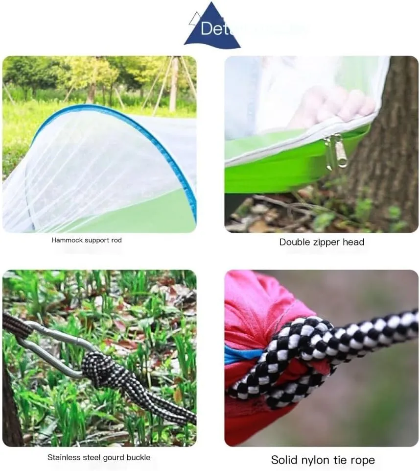 Hamock X`Outdoor Portable Hammock with Mosquito Net Quick Opening Hammock Outdoor Anti-Mosquito Swing Leisure Hammock Hanmock(Brown)