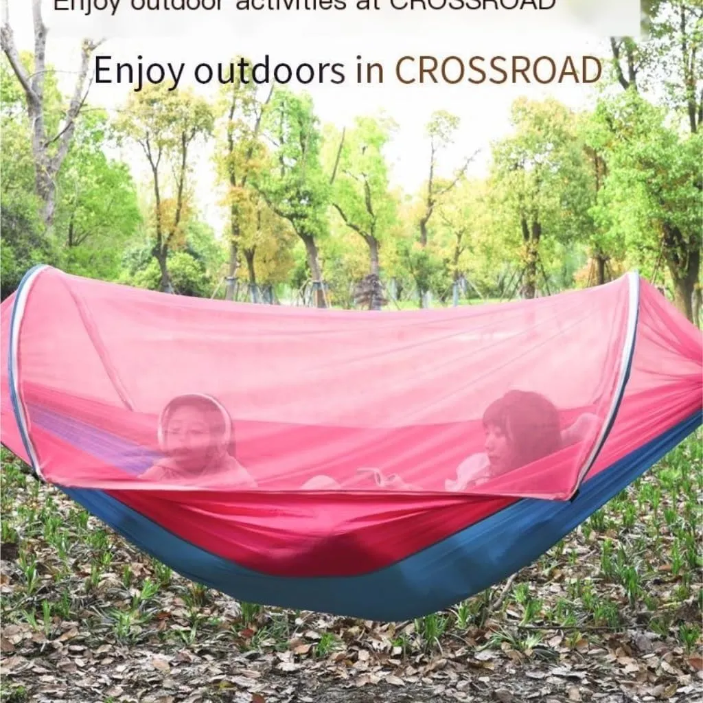Hamock X`Outdoor Portable Hammock with Mosquito Net Quick Opening Hammock Outdoor Anti-Mosquito Swing Leisure Hammock Hanmock(Brown)