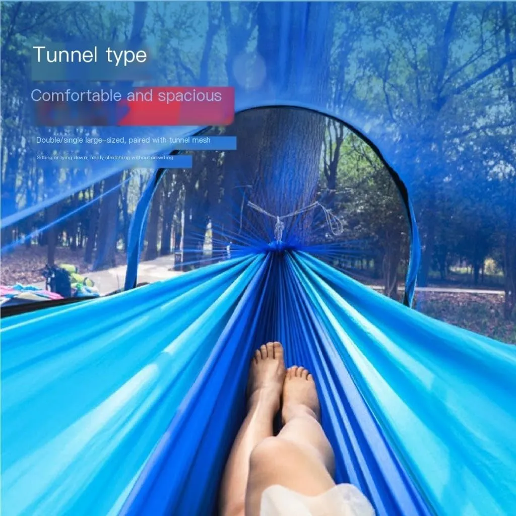 Hamock X`Outdoor Portable Hammock with Mosquito Net Quick Opening Hammock Outdoor Anti-Mosquito Swing Leisure Hammock Hanmock(Brown)