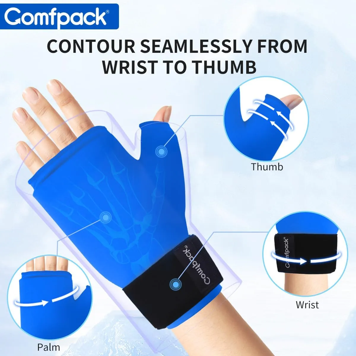 Hand Ice Pack Glove for Arthritis, Wrist Ice Pack Wrap for Carpal Tunnel, Wearable Gel Cooling Ice Packs Glove Hot Cold Compress Pain Relief for Tenosynovitis, Swelling, Surgery, Tendonitis