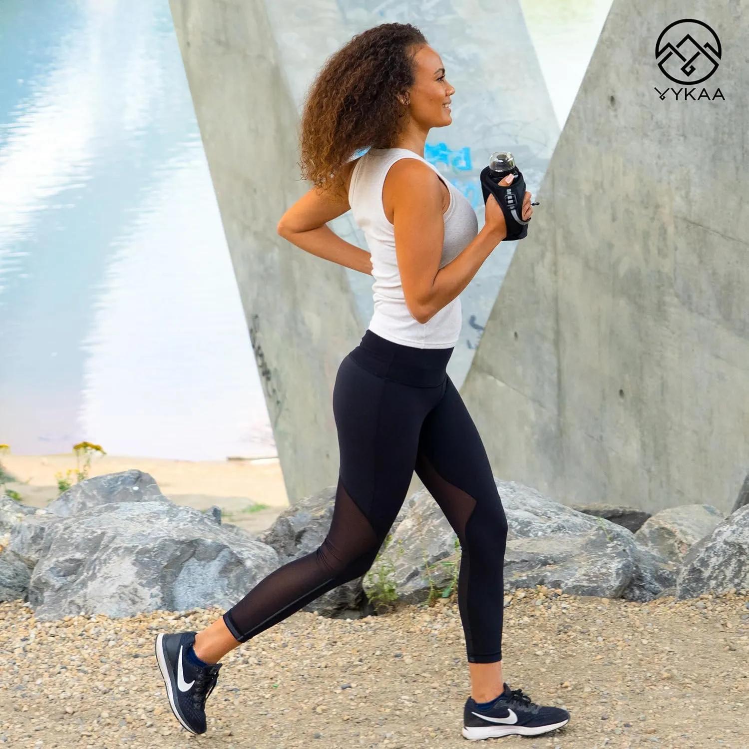 Handheld Running Water Bottle (17oz) | Water Bottle Phone Holder | Secure Seal & Non-Slip Rubber Grip | Phone Holder for Running | Handheld Water Bottle Running | Running Water Bottle Hand