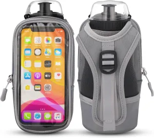 Handheld Running Water Bottle (17oz) | Water Bottle Phone Holder | Secure Seal & Non-Slip Rubber Grip | Phone Holder for Running | Handheld Water Bottle Running | Running Water Bottle Hand
