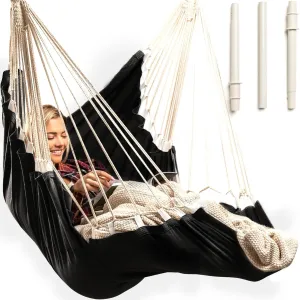 Hanging Hammock Chair with Footrest – Outdoor & Indoor - Hammock Swing Chair – Quick & Easy Assembly – Durable & Spacious Full Body Support – 440lbs Capacity – Hanging Kit Included