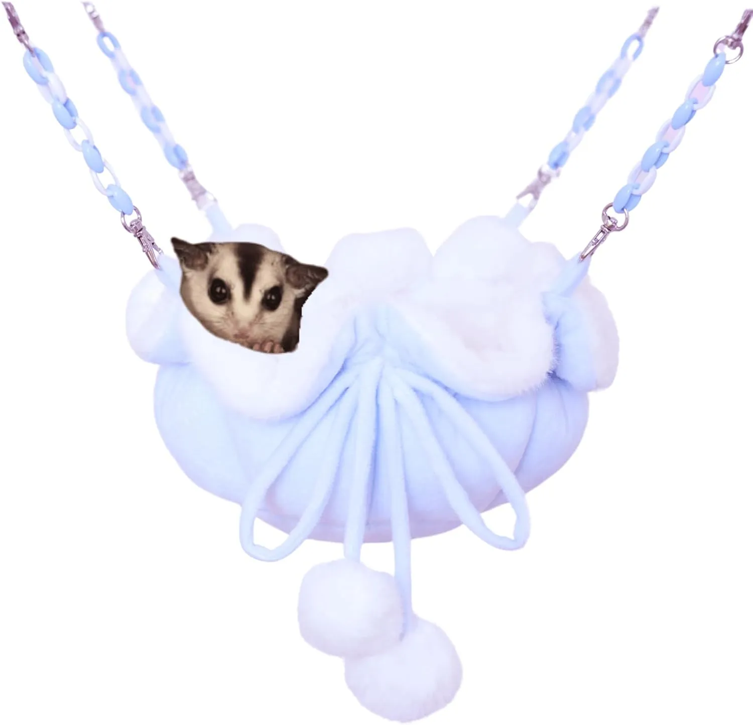 Hanging Hammock Nap Sack Swing Bag Pet Sleeper for Ferret Rat Sugar Glider and Other Small Animals (Blue,Small)