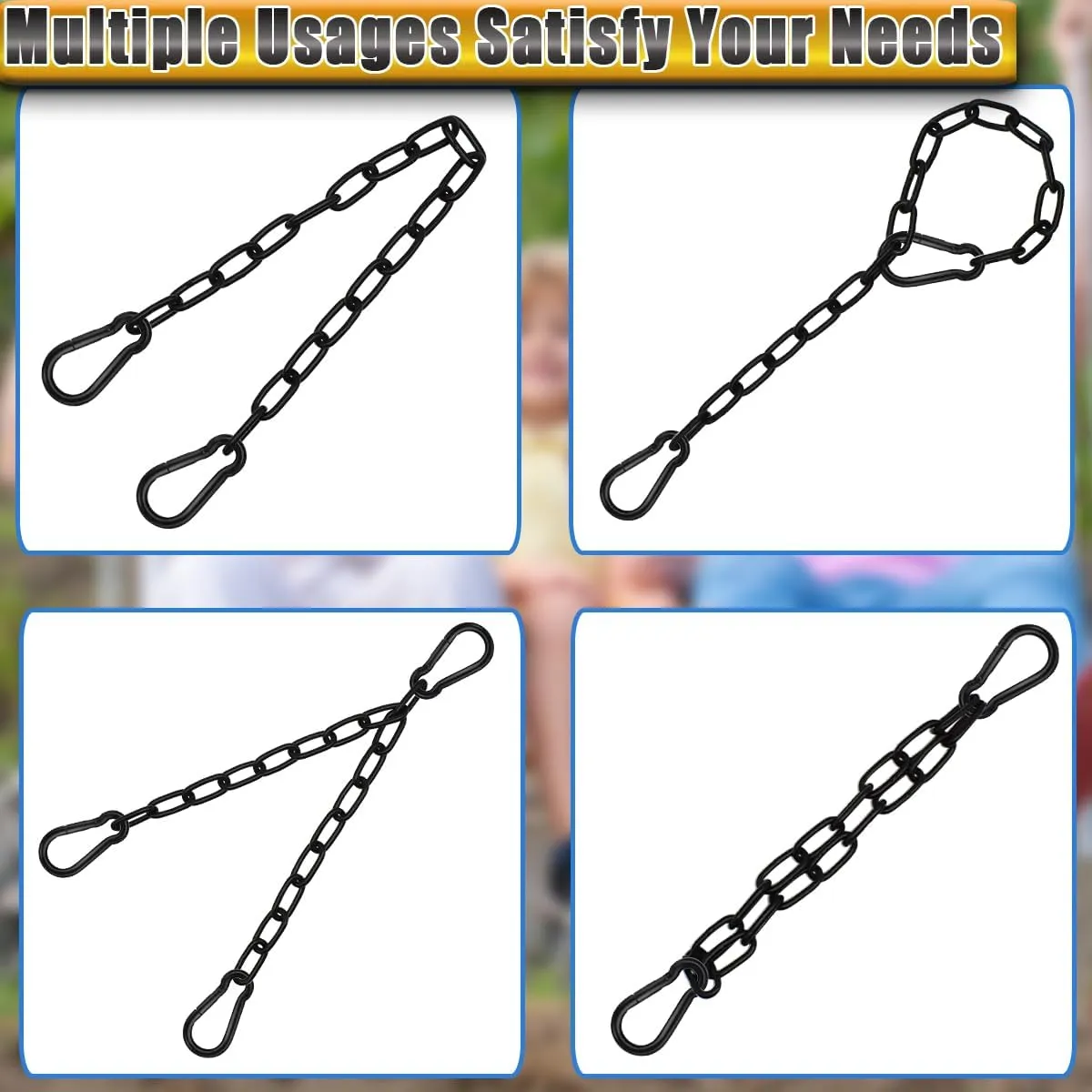 Hanging Swing Chain 44in, 2Pcs Stainless Steel Chain 660LB Capacity, Hanging Chain Extension, Heavy Duty Chains for Punching, Boxing Bag