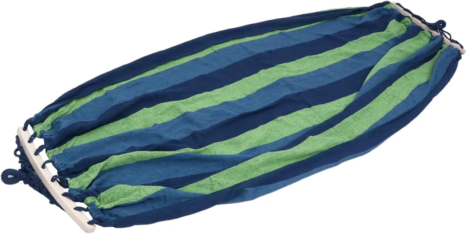 Happyyami Outdoor Portable Camping Hammock Striped Canvas Swing Bed for Travel Durable Breathable for Hiking and Relaxation Backyard Indoors