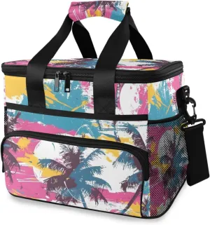 Hawaii Palm Trees Colorful Beach Cooler Bag Insulated Cooler Soft Sided Cooler 24 Can Portable Picnic Bag Large Leakproof Lunch Bag Box for Beach Grocery Camping Travel Car Men Women