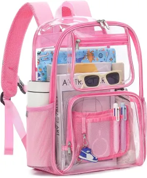 Heavy Duty Clear Backpack For Women Men Boys Girls, Large Clear Bookbag For School, 17 Inch See Through Backpack