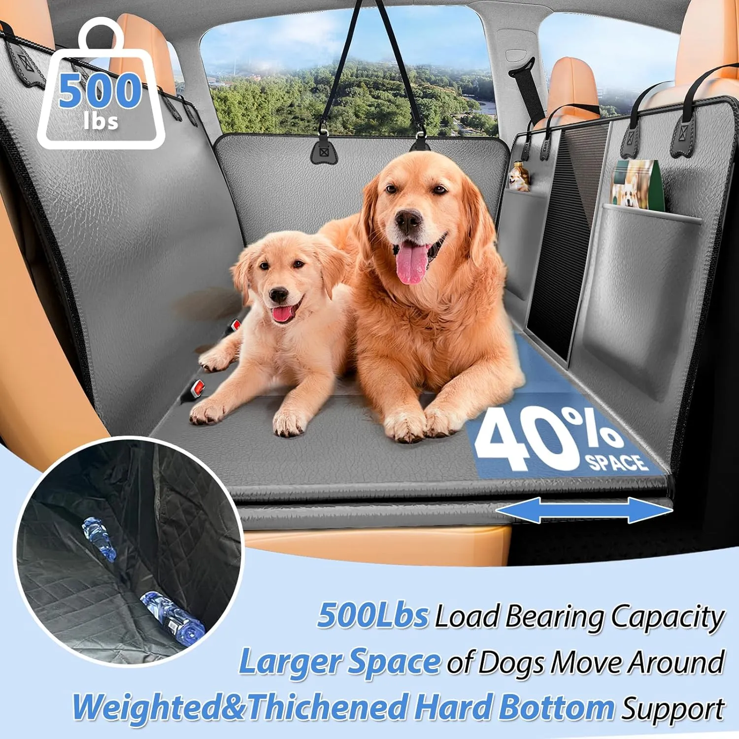Heavy Duty Waterproof Dog Seat Cover for SUV & Truck – Scratch-Proof Pet Car Protector, Large Hammock for Back Seat, Holds Up to 500lbs, Fits Full-Size Vehicles