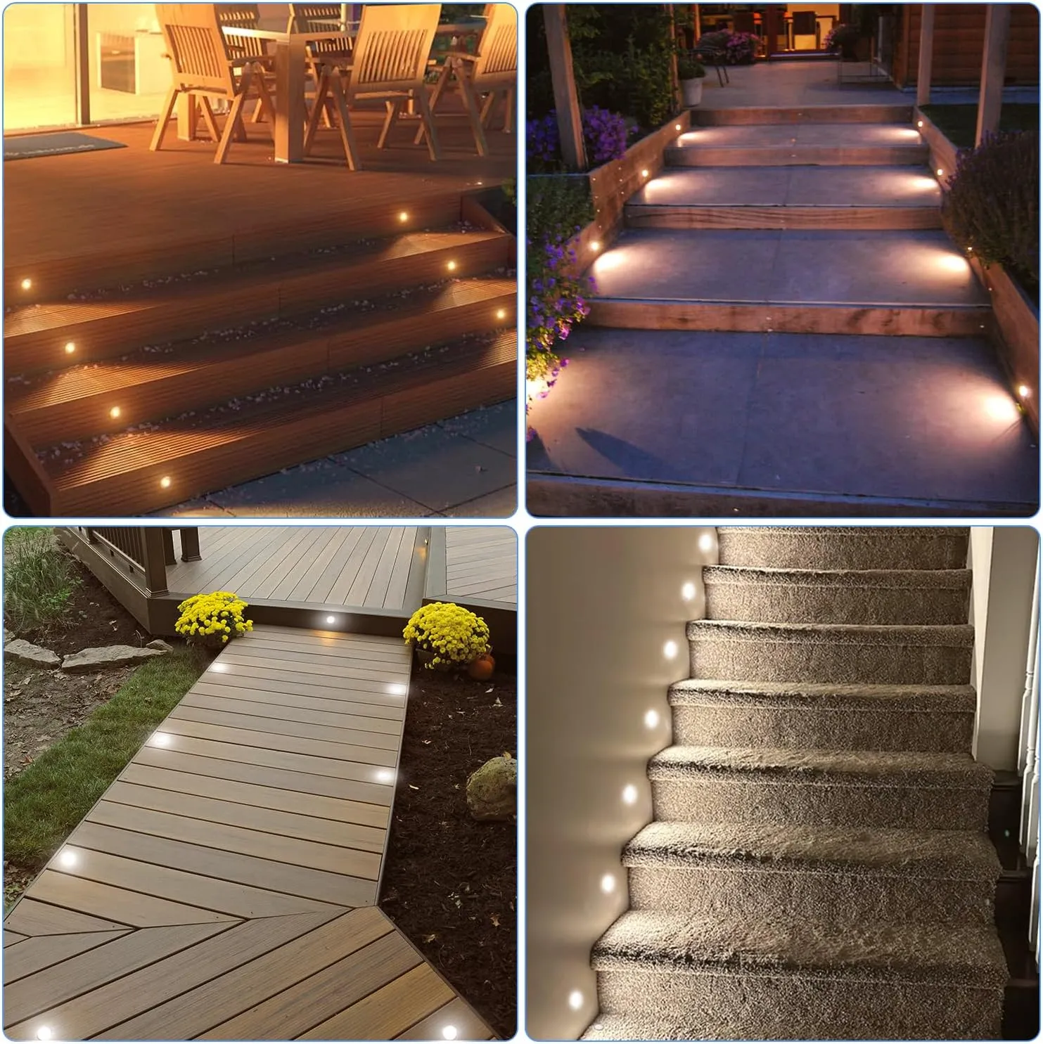 HIBOITEC Recessed LED Deck Light Kits with Remote Control φ42mm, 10 Pack Deck Lighting IP67 Waterproof, 12V Low Voltage In Ground Outdoor LED Landscape Lighting for Yard, Garden, Patio, Stair